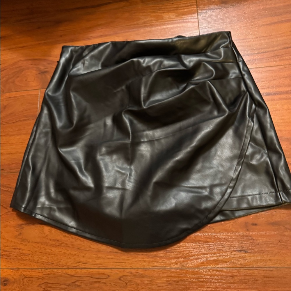 Black Leather Skort